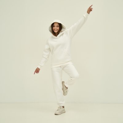 Жіночій спортивний костюм утеплений з худі білий 30002 фото