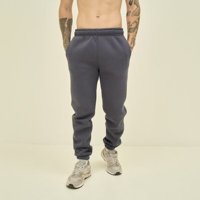 Мужские спортивные штаны утепленные графит 30052 фото
