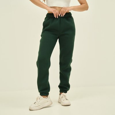 Жіночі спортивні штани утеплені зелені 30096 фото