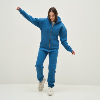 Женский спортивный костюм  утепленный со змейкой синий 30020 фото