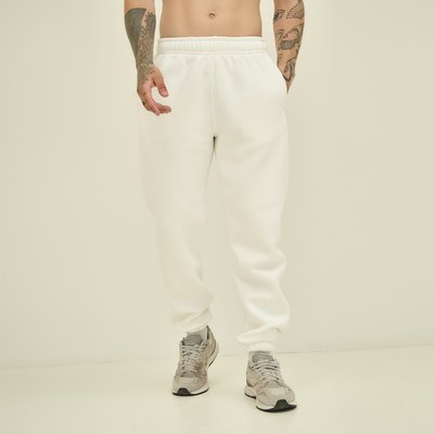 Мужские спортивные штаны утепленные белые 30099 фото