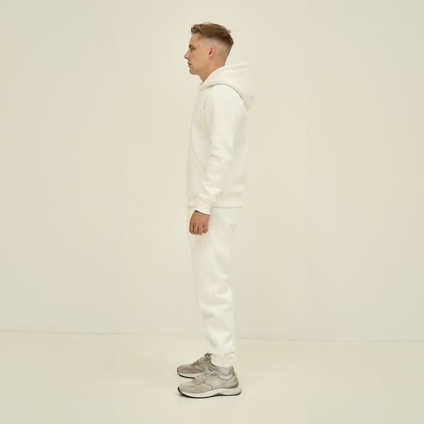 Чоловічий спортивний костюм утеплений з худі білий 30010 фото