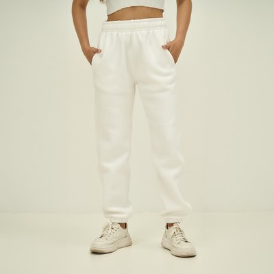 Женские спортивные штаны утепленные  белые 30095 фото