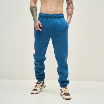 Мужские спортивные штаны утепленные синие 30051 фото
