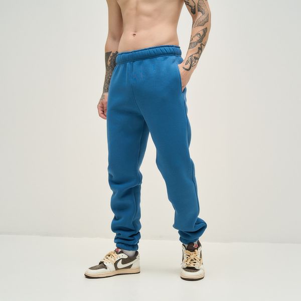 Чоловічі спортивні штани  утеплені сині 30051 фото